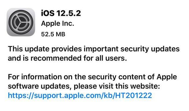 丰台苹果手机维修分享iOS12.5.2发布，建议所有老苹果用户安装 